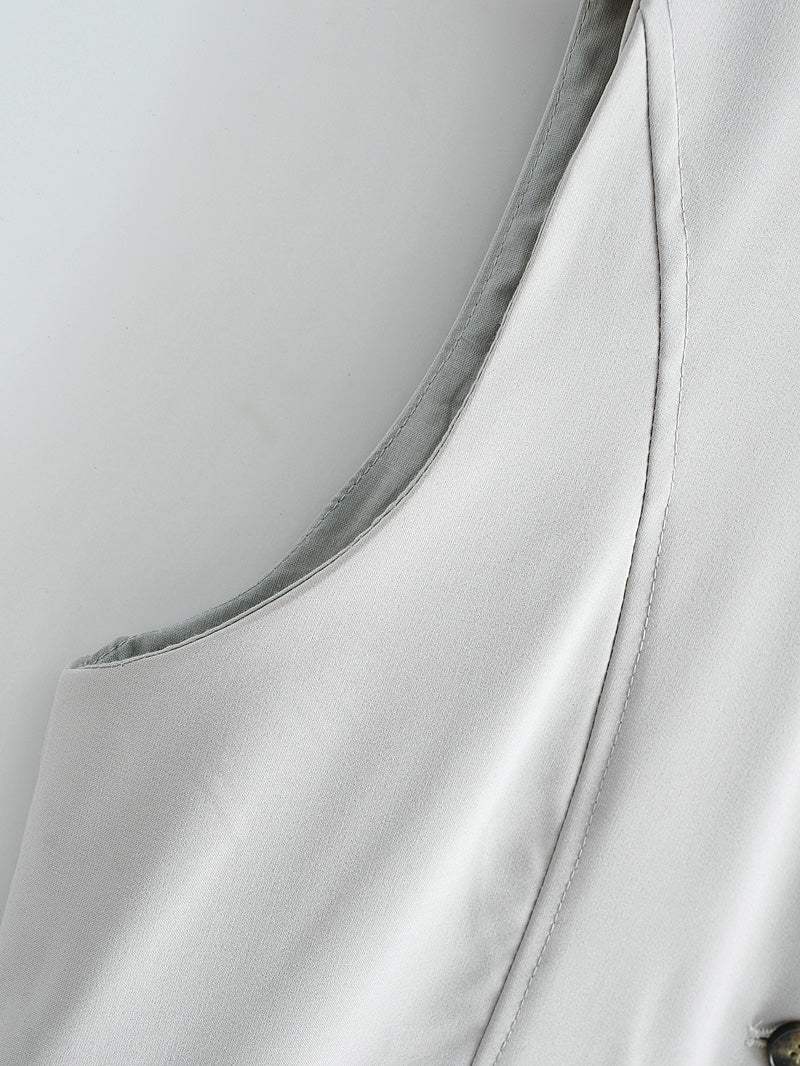 Women Clothing Summer Strap V neck Slim Fit Solid Color Vest - ALTARIA