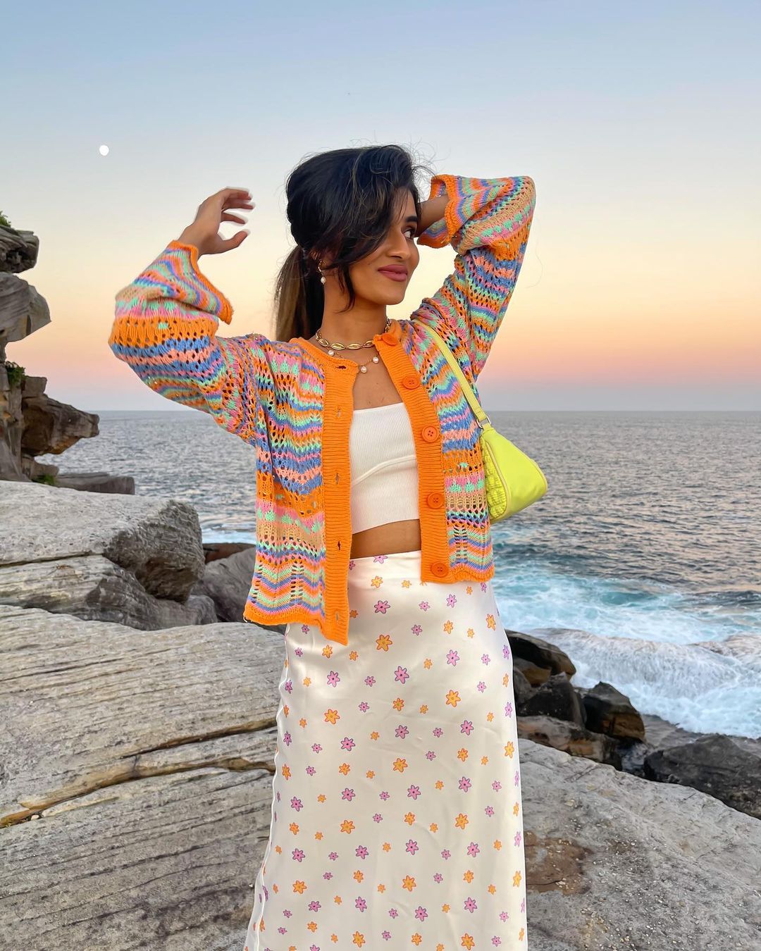 Autumn Winter New Striped Sweater Women Loose Plus Size Rainbow Sweater Button Cardigan - ALTARIA