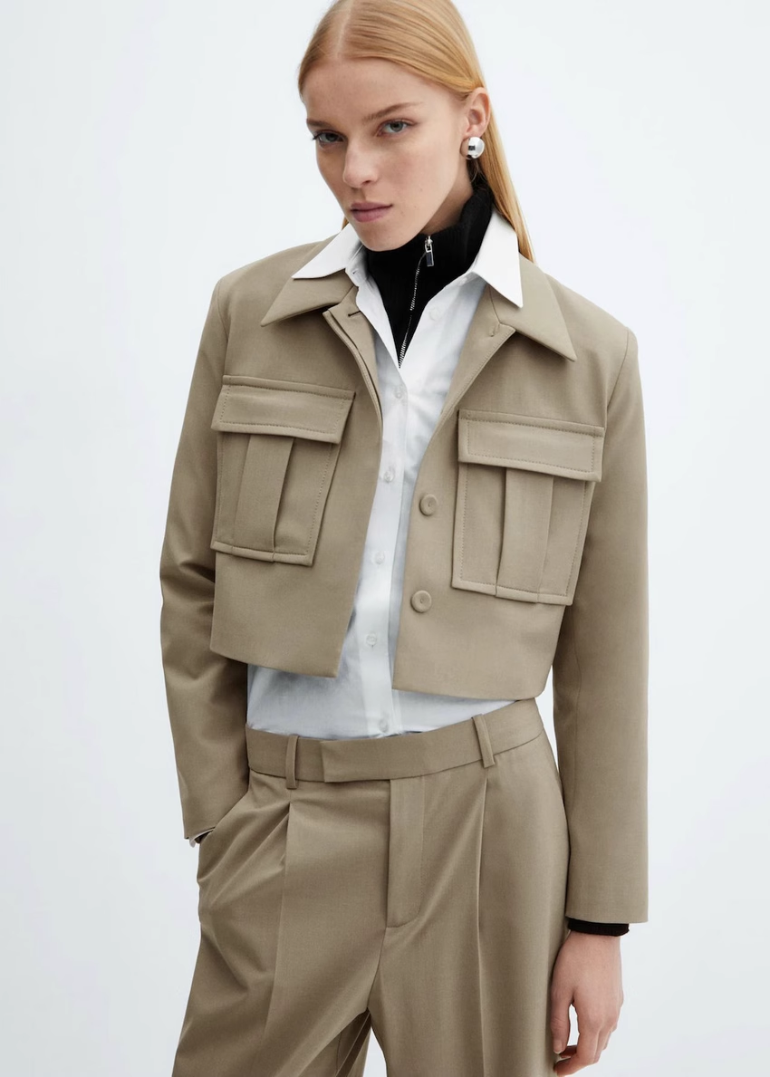Spring Solid Color Polo Collar Single Breasted Long Sleeve Double Pocket Jacket Pleated Trousers Women - ALTARIA