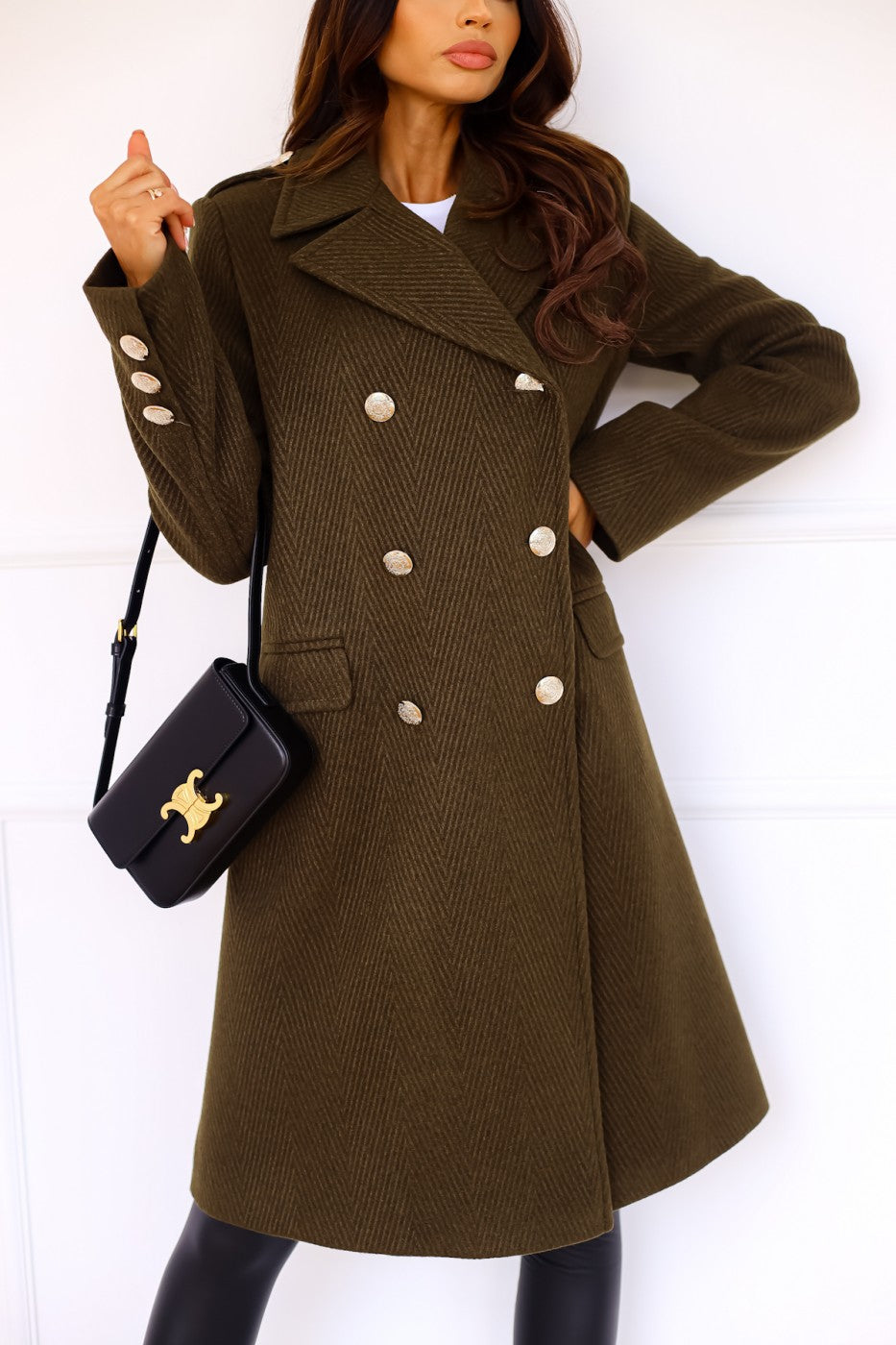 Double Row Button Medium Long Woolen Coat - ALTARIA