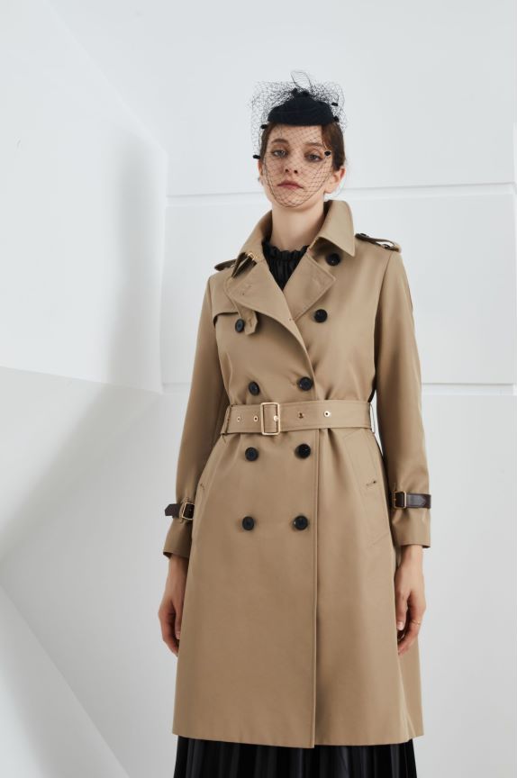 Element Autumn Winter Khaki Mid Length Trench Coat Slim Fit Slimming Elegant Trench Coat Women - ALTARIA