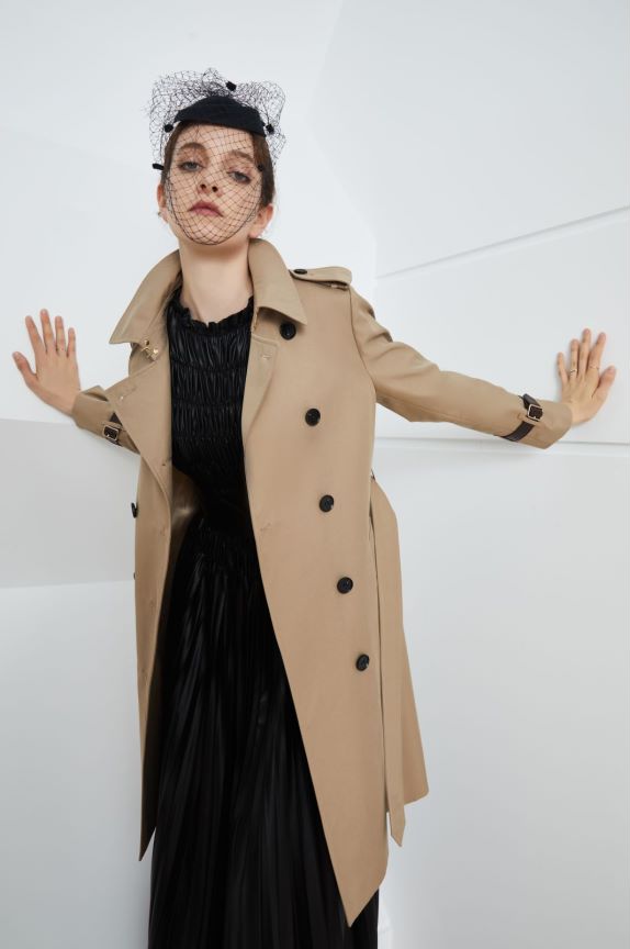 Element Autumn Winter Khaki Mid Length Trench Coat Slim Fit Slimming Elegant Trench Coat Women - ALTARIA