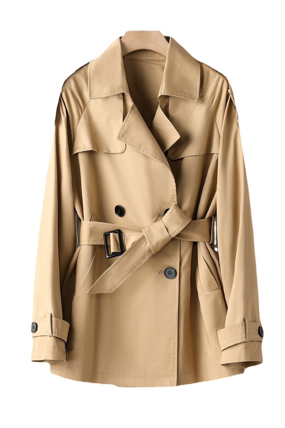 Women Element Spring Autumn Fried Street British Trench Coat Lace up Waist Controlled Slimming Little Trench Coat Women - ALTARIA