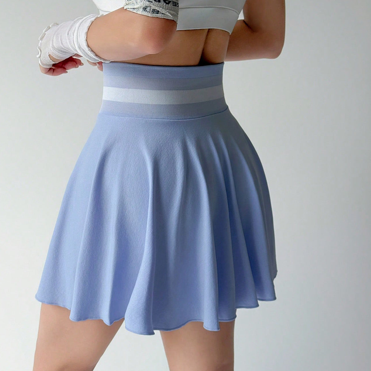 Tennis Skirt Exercise Skirt Badminton Skirt Seamless Knitted Four Sided Elastic Slim - ALTARIA