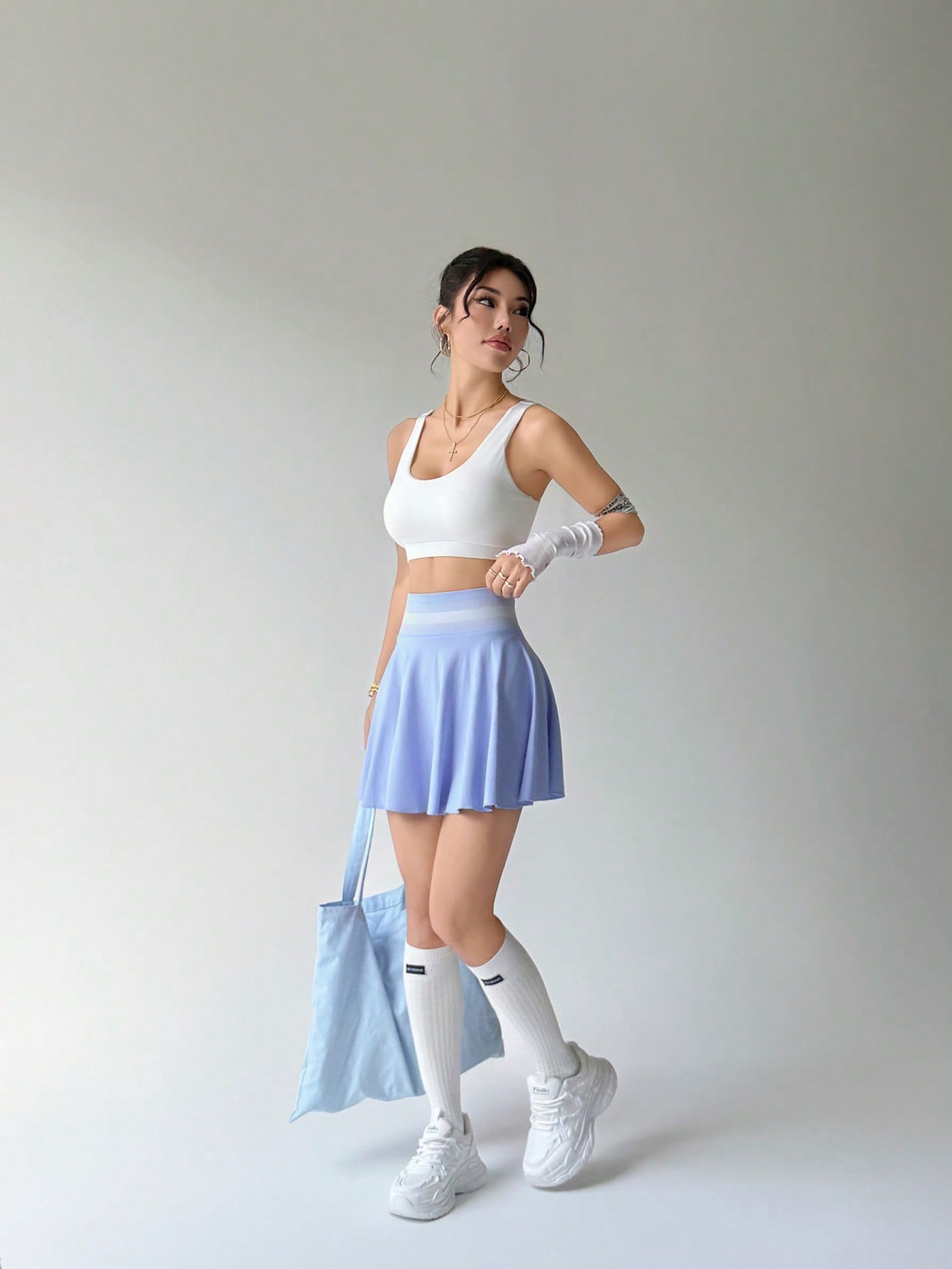 Tennis Skirt Exercise Skirt Badminton Skirt Seamless Knitted Four Sided Elastic Slim - ALTARIA