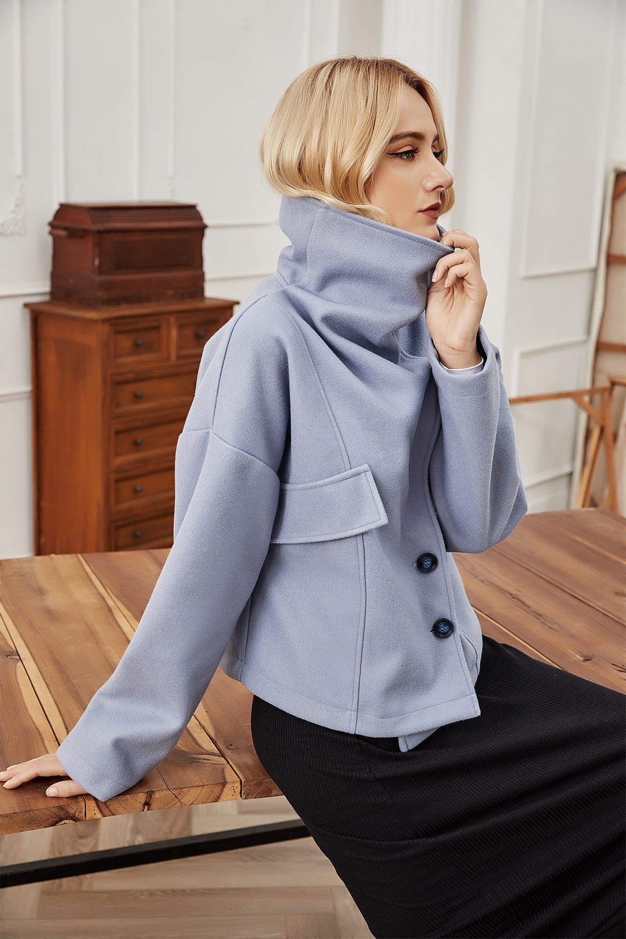 Woolen Coat Autumn Winter Women Clothing Slimming Short Thickened Woolen Top - ALTARIA