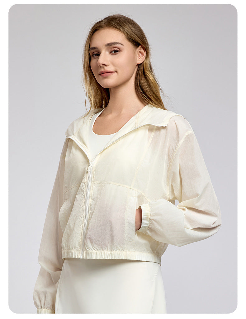 Lightweight Breathable Long Sleeves Top Women's Loose Outdoor Casual Anorak Summer Sports Running Yoga Clothes Coat - ALTARIA