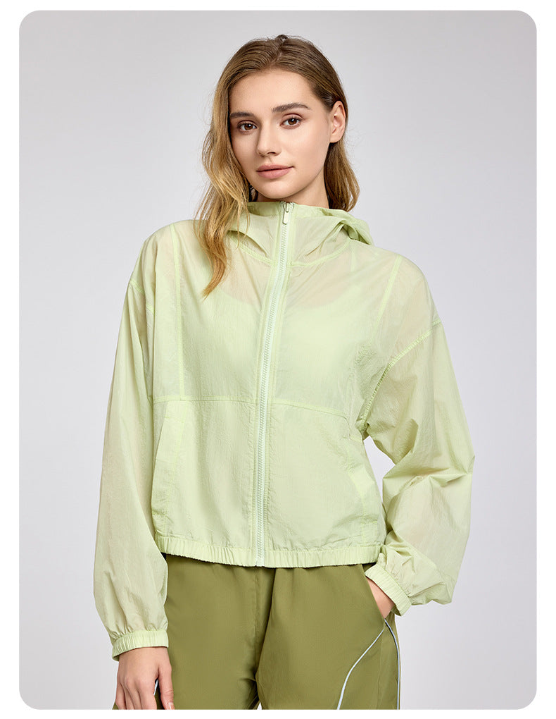 Lightweight Breathable Long Sleeves Top Women's Loose Outdoor Casual Anorak Summer Sports Running Yoga Clothes Coat - ALTARIA