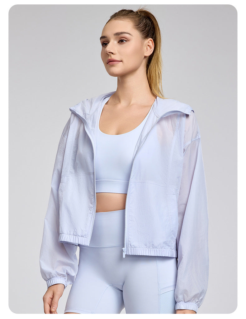 Lightweight Breathable Long Sleeves Top Women's Loose Outdoor Casual Anorak Summer Sports Running Yoga Clothes Coat - ALTARIA