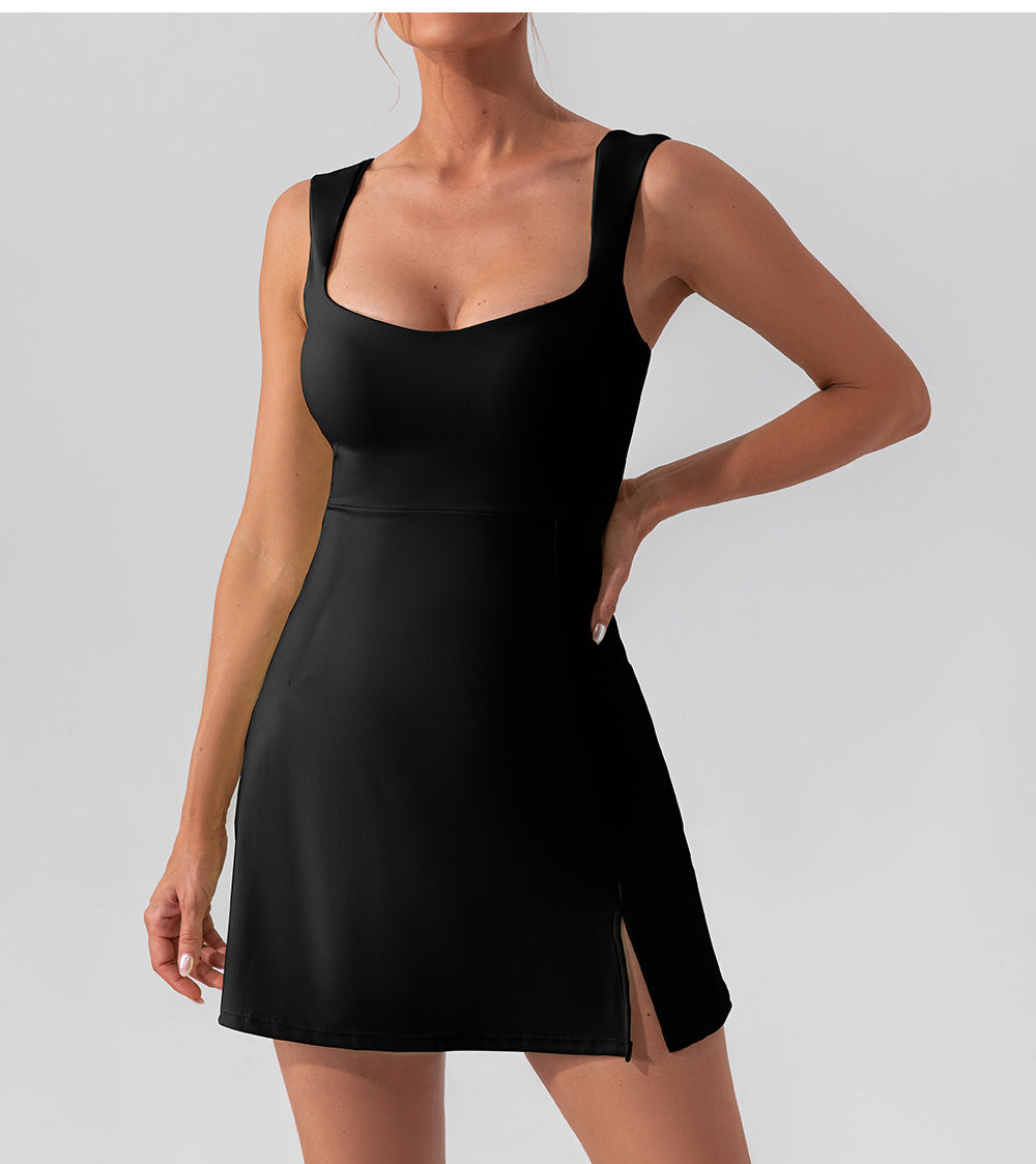 Sexy Sling Solid Color Yoga Tennis Lightweight Breathable Outdoor Golf Sports Dress Women - ALTARIA
