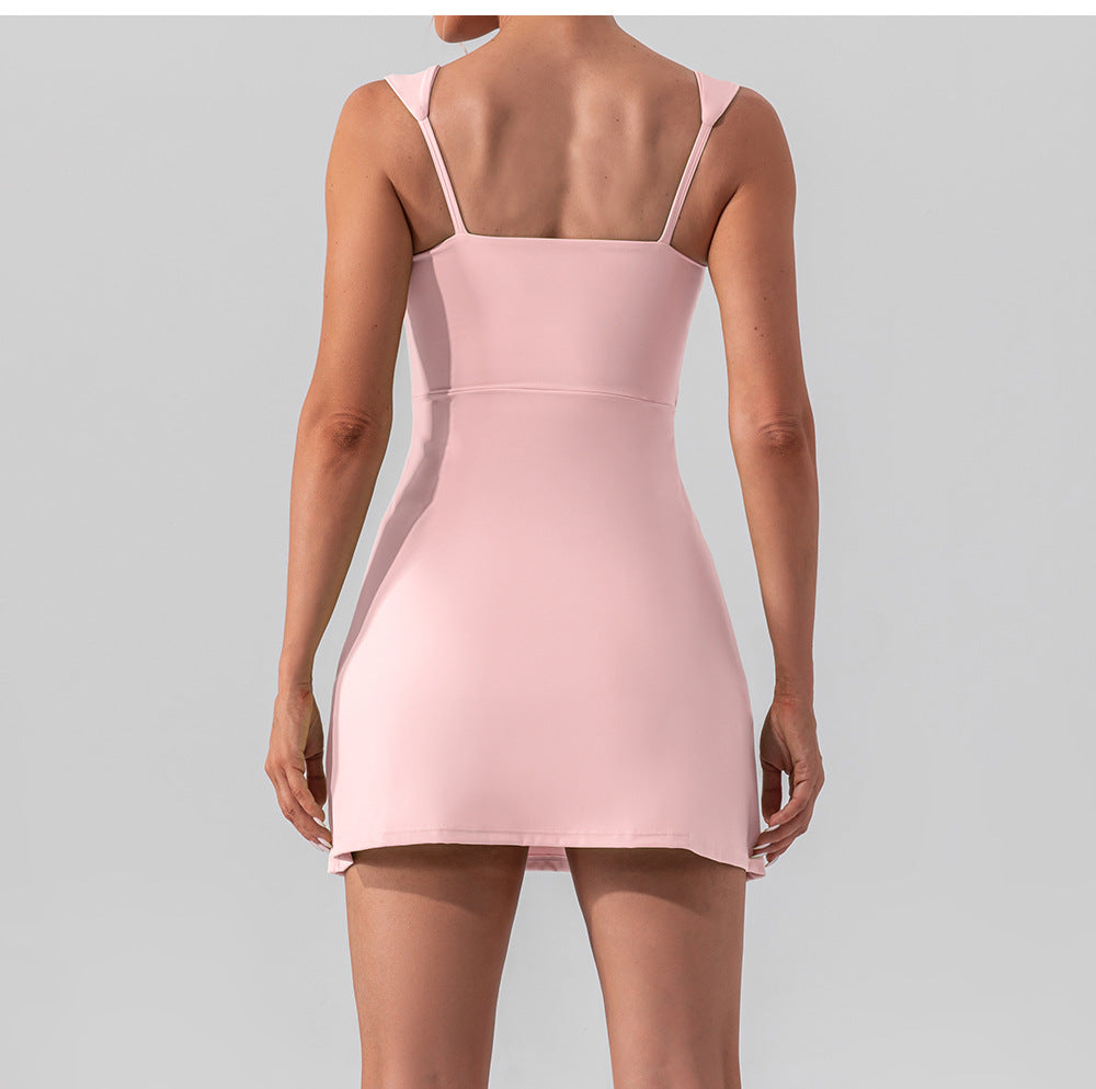 Sexy Sling Solid Color Yoga Tennis Lightweight Breathable Outdoor Golf Sports Dress Women - ALTARIA