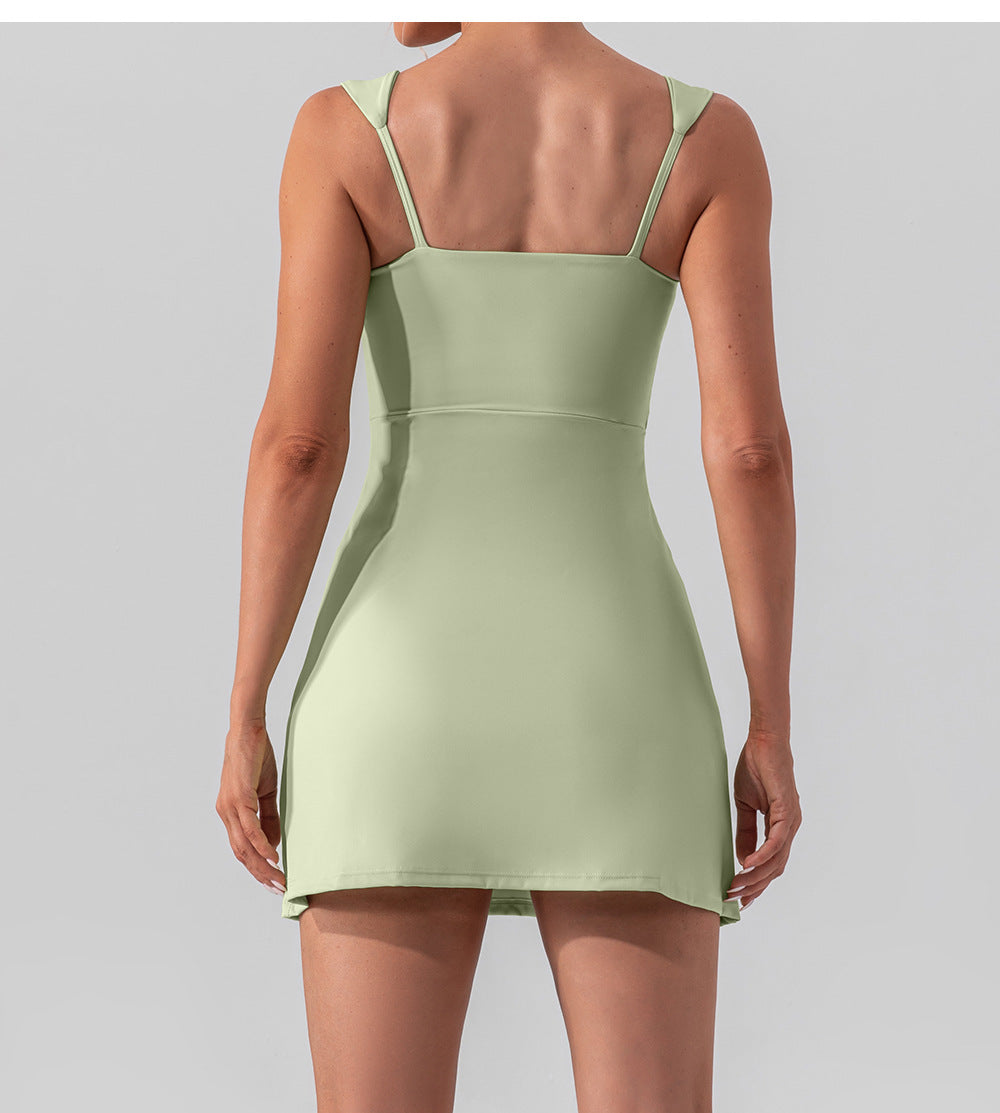 Sexy Sling Solid Color Yoga Tennis Lightweight Breathable Outdoor Golf Sports Dress Women - ALTARIA