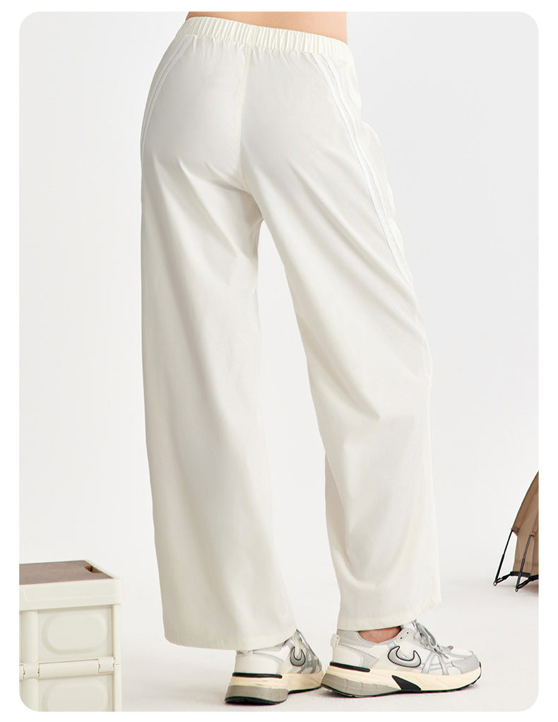 Spring Summer Side Striped Sweatpants Casual Women Loose Drooping Paratrooper Pants High Waist Retro Wide Leg Straight Trousers - ALTARIA