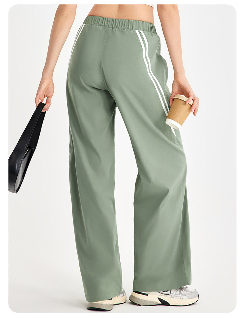 Spring Summer Side Striped Sweatpants Casual Women Loose Drooping Paratrooper Pants High Waist Retro Wide Leg Straight Trousers - ALTARIA