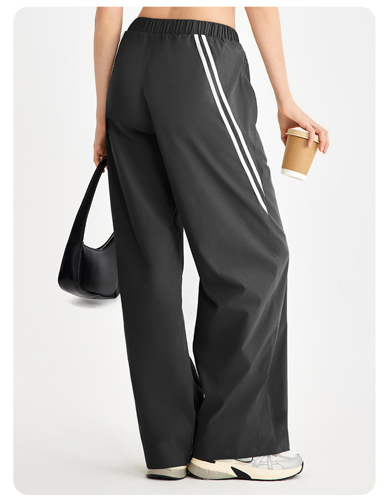 Spring Summer Side Striped Sweatpants Casual Women Loose Drooping Paratrooper Pants High Waist Retro Wide Leg Straight Trousers - ALTARIA
