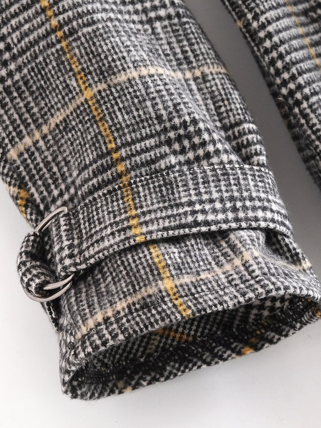 Fall Women Clothing Waist Controlled Collared Plaid Coat Overcoat - ALTARIA