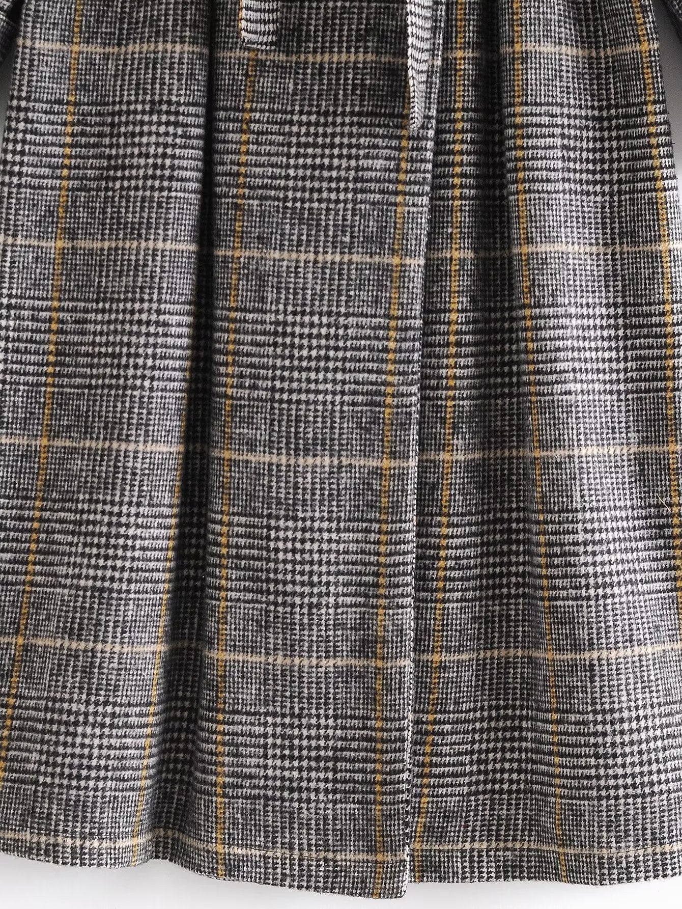 Fall Women Clothing Waist Controlled Collared Plaid Coat Overcoat - ALTARIA