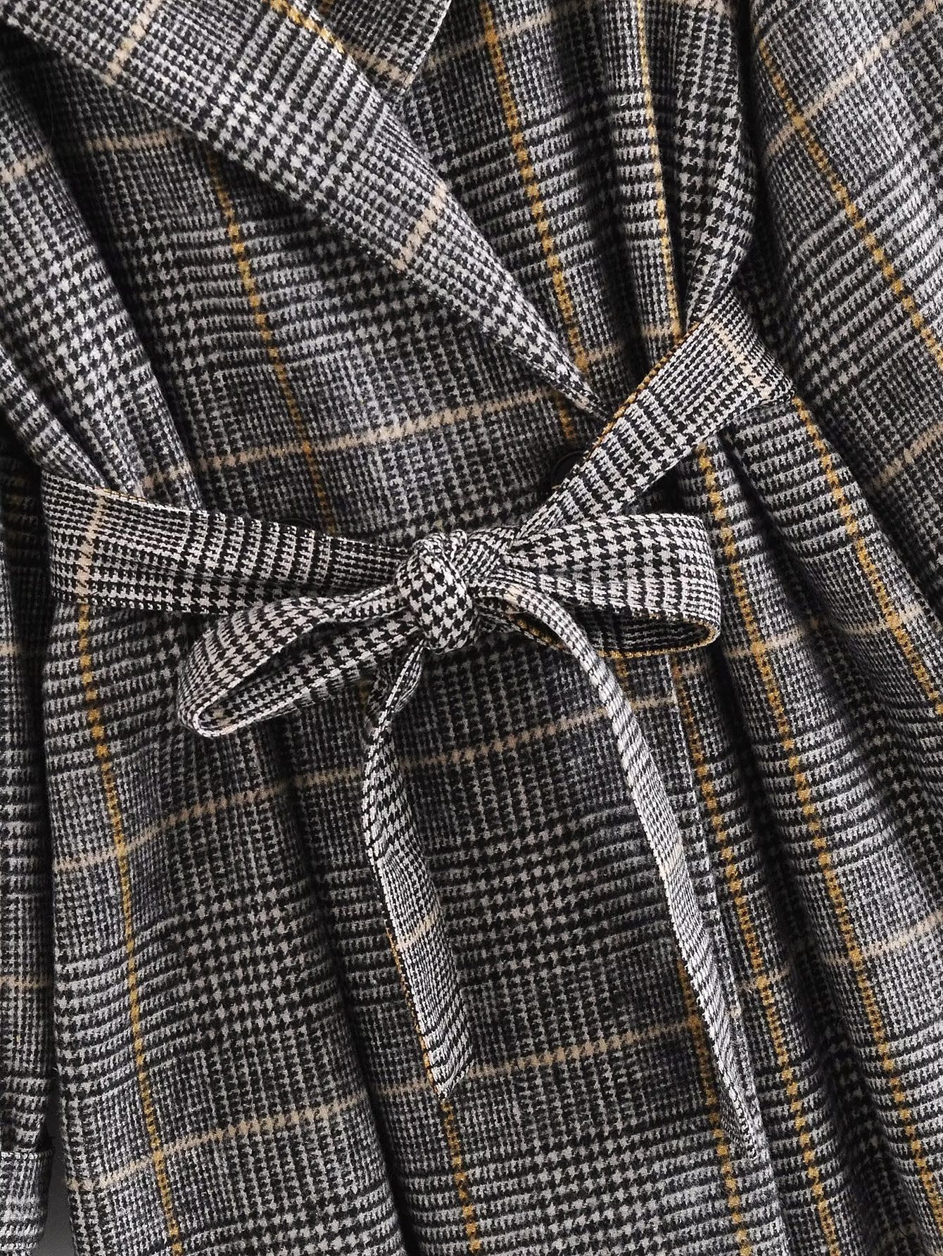 Fall Women Clothing Waist Controlled Collared Plaid Coat Overcoat - ALTARIA