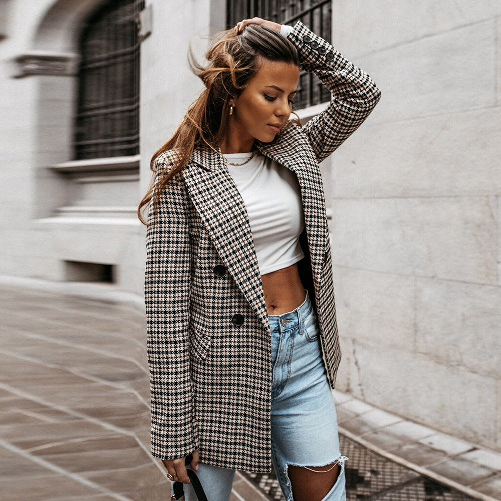 Plaid Slim Fit Slimming Small Blazer Women - ALTARIA