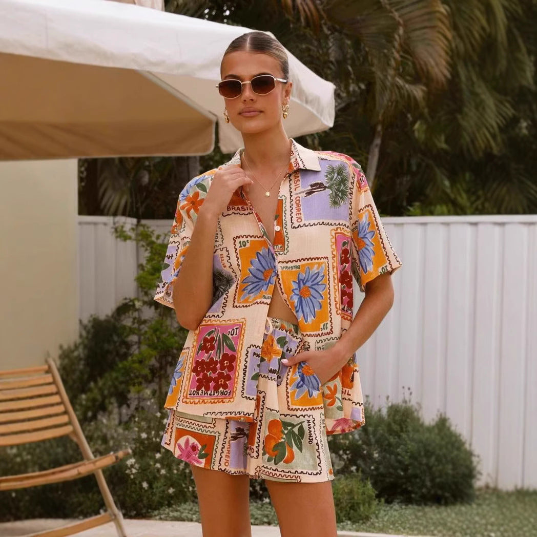Summer Holiday Casual Shirt Shorts Two Piece Sets - ALTARIA