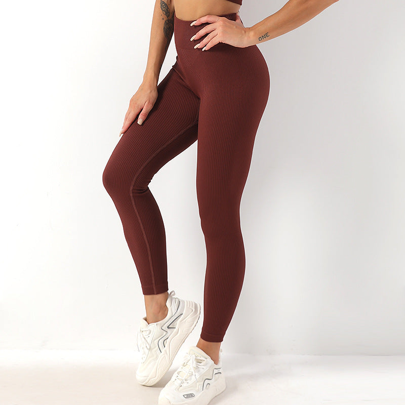 Thread Stretch Peach Hip Fitness Pants Hip Raise High Waist Seamless Yoga Pants Women Tight Yoga Exercise Pants - ALTARIA