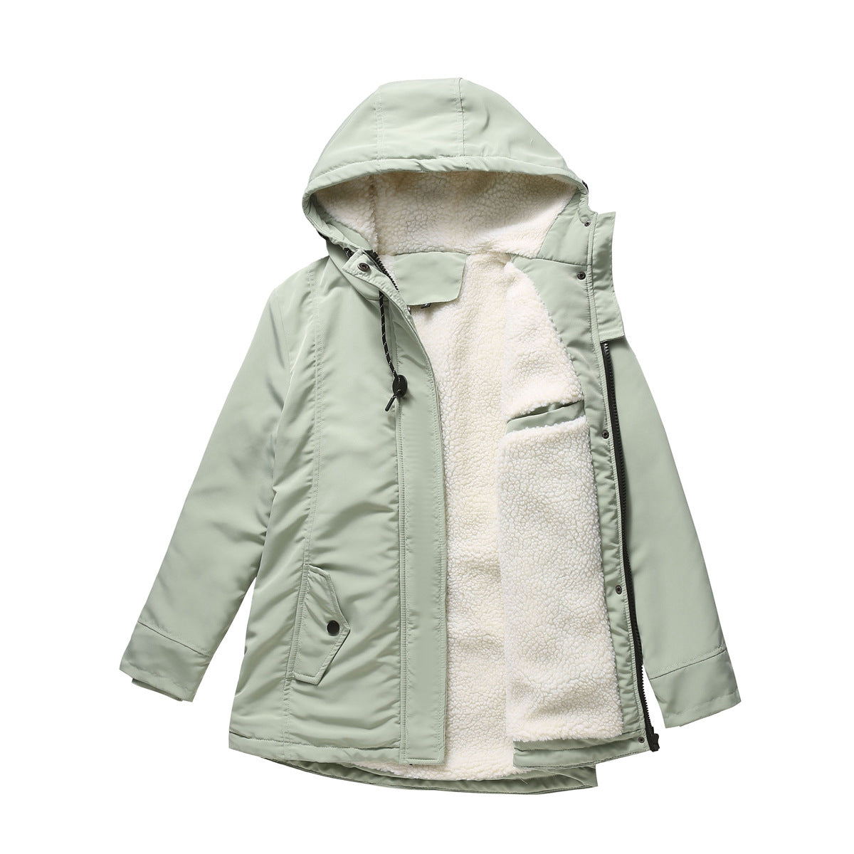 Ladies Hooded Lambswool Parka Winter Warm Waist Women Cotton-Padded Coat - ALTARIA