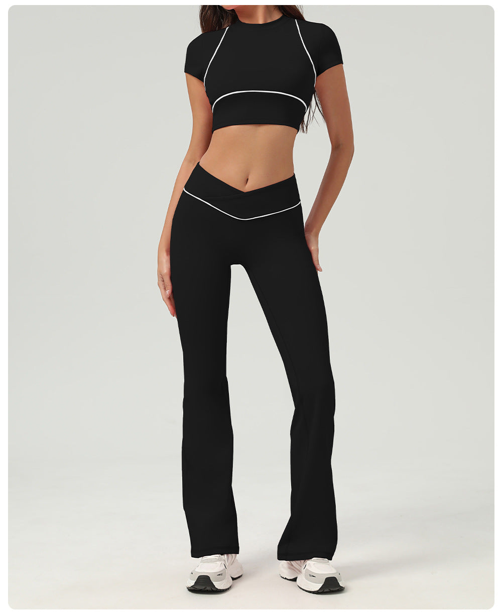Nude Feel Tight Quick Drying High Waist Hip Lift Yoga Trousers Running Fitness Wide Leg Bell Bottoms Casual Sports Trousers Women - ALTARIA