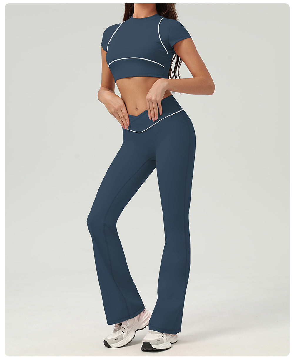 Nude Feel Tight Quick Drying High Waist Hip Lift Yoga Trousers Running Fitness Wide Leg Bell Bottoms Casual Sports Trousers Women - ALTARIA