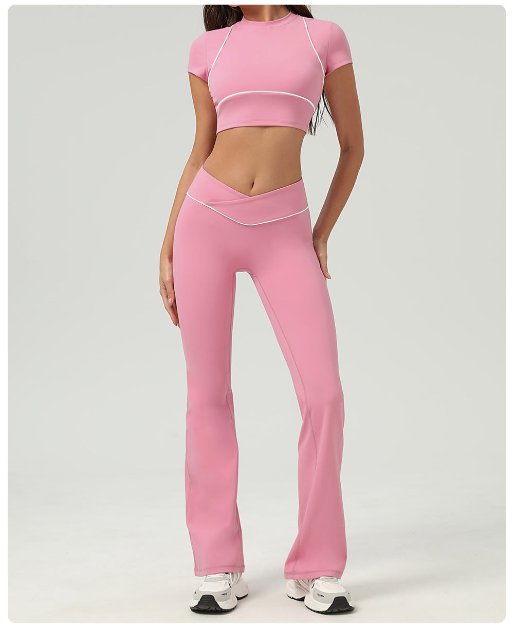 Nude Feel Tight Quick Drying High Waist Hip Lift Yoga Trousers Running Fitness Wide Leg Bell Bottoms Casual Sports Trousers Women - ALTARIA