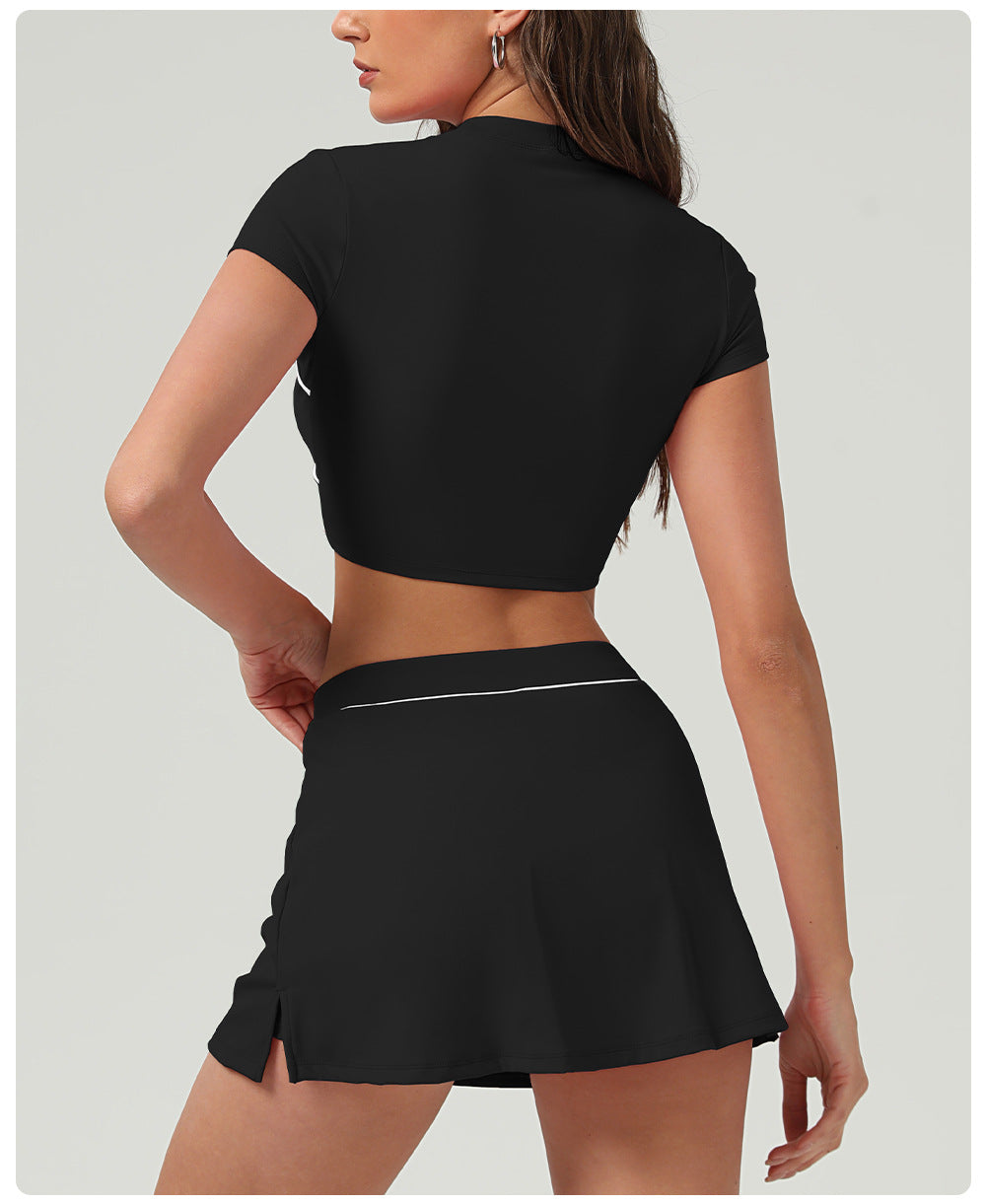 Running Sports Short Skirt Hip Raise Slimming Cross Waist Yoga Skirts Urban Tennis Skirt - ALTARIA