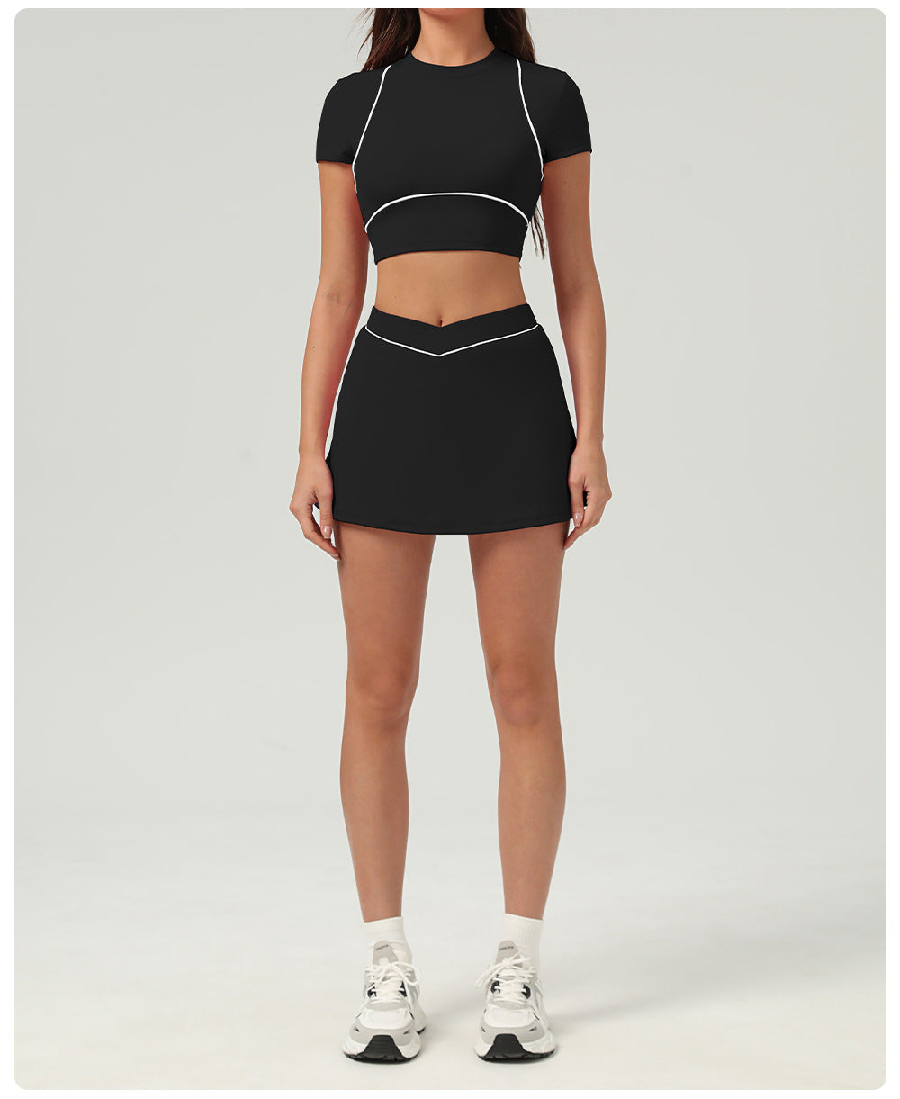 Running Sports Short Skirt Hip Raise Slimming Cross Waist Yoga Skirts Urban Tennis Skirt - ALTARIA