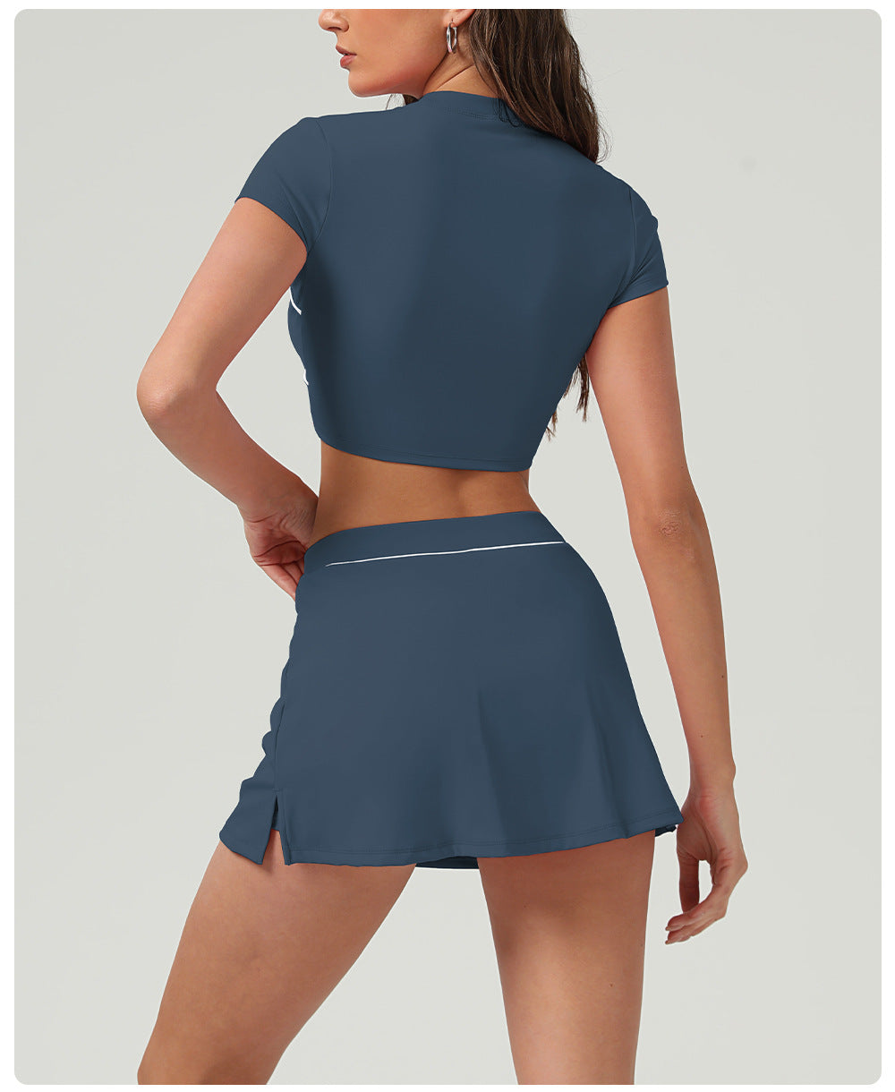 Running Sports Short Skirt Hip Raise Slimming Cross Waist Yoga Skirts Urban Tennis Skirt - ALTARIA