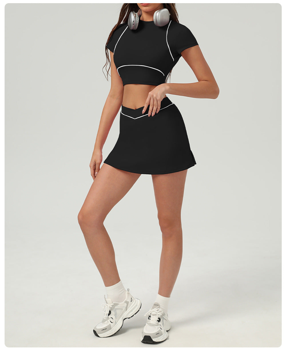 Running Sports Short Skirt Hip Raise Slimming Cross Waist Yoga Skirts Urban Tennis Skirt - ALTARIA
