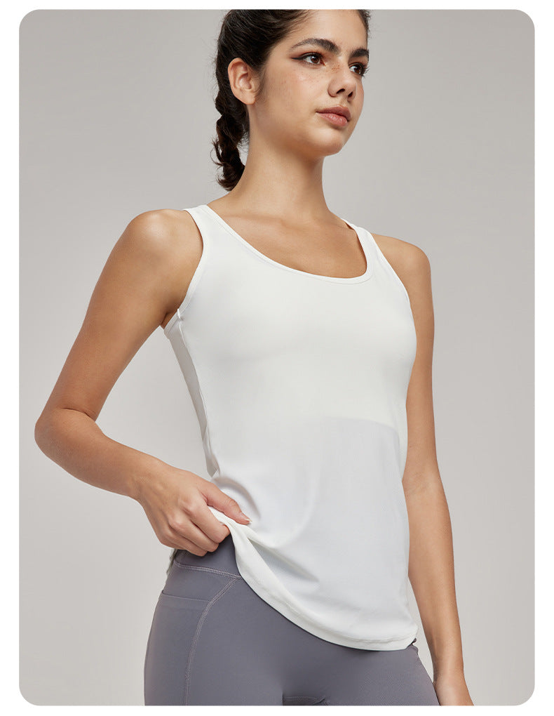 Sexy A line Sleeveless Blouse Cross Beauty Back Yoga Clothing Top Loose Long Running Fitness Clothes - ALTARIA