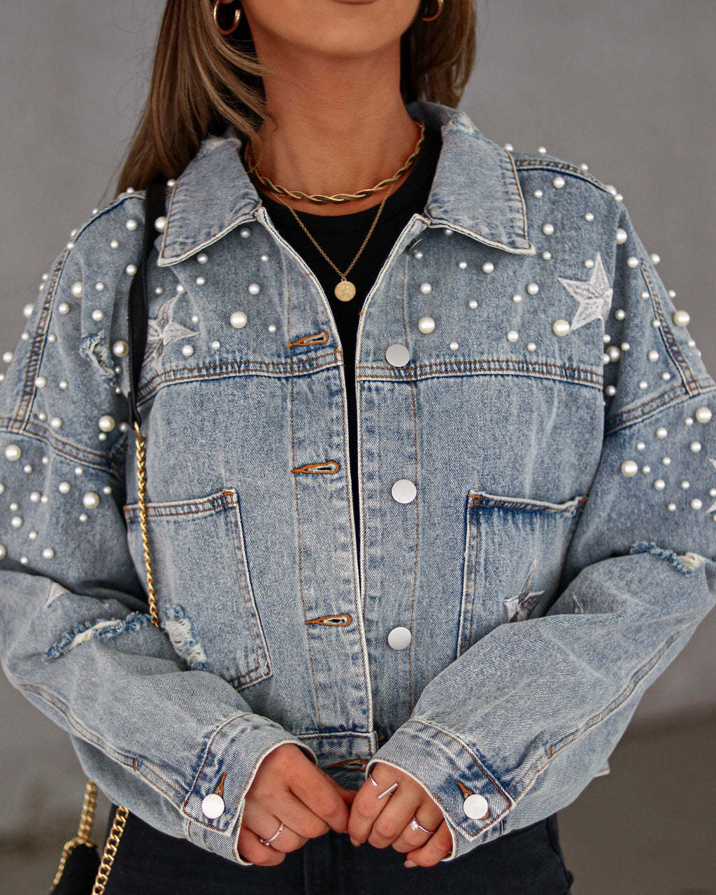 Heavy Industry Beads Women's Loose Denim Jacket - ALTARIA