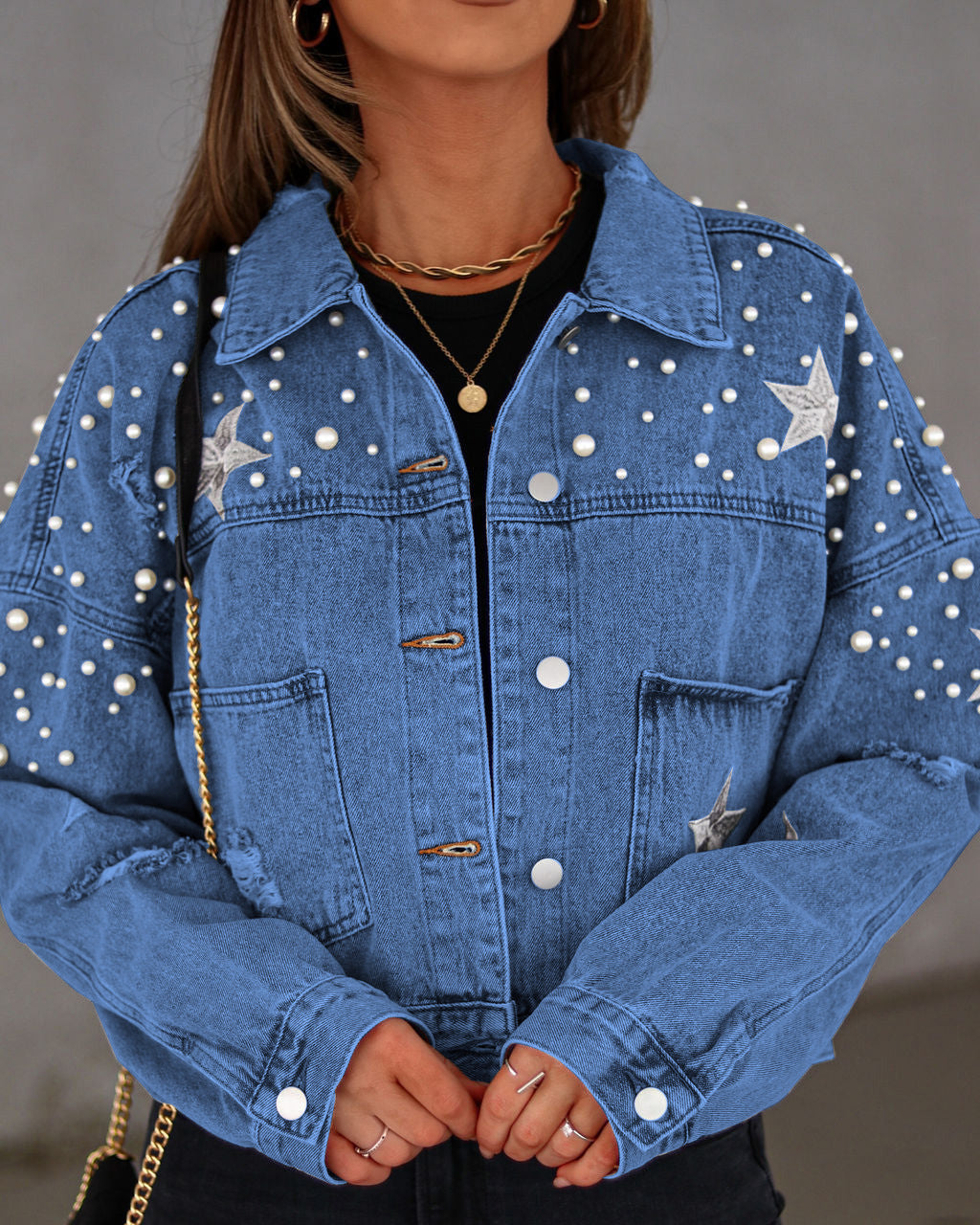 Heavy Industry Beads Women's Loose Denim Jacket - ALTARIA