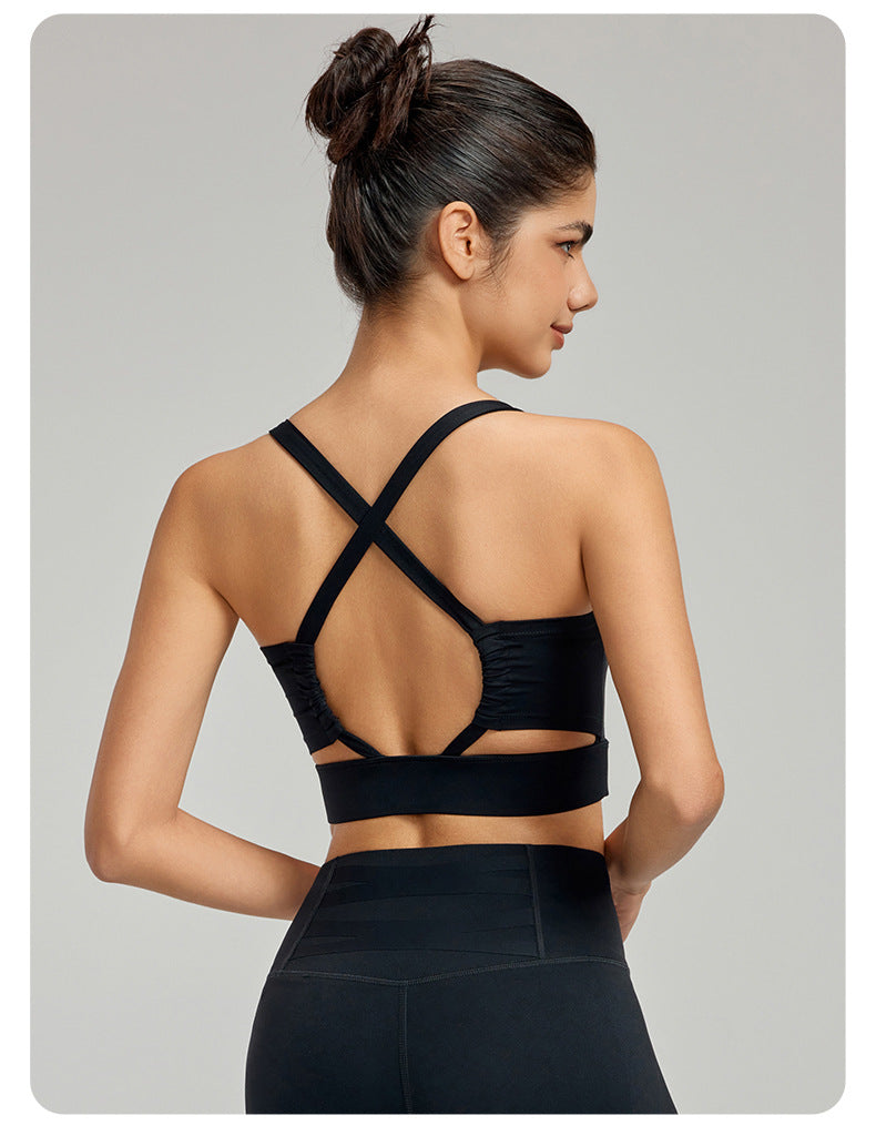 Sports Underwear Women Fixed Cup Medium Tenacity Nude Feel Beauty Back Sexy Fitness Vest Pilates Yoga Bra - ALTARIA