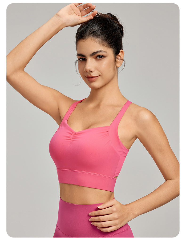 Sports Underwear Women Fixed Cup Medium Tenacity Nude Feel Beauty Back Sexy Fitness Vest Pilates Yoga Bra - ALTARIA
