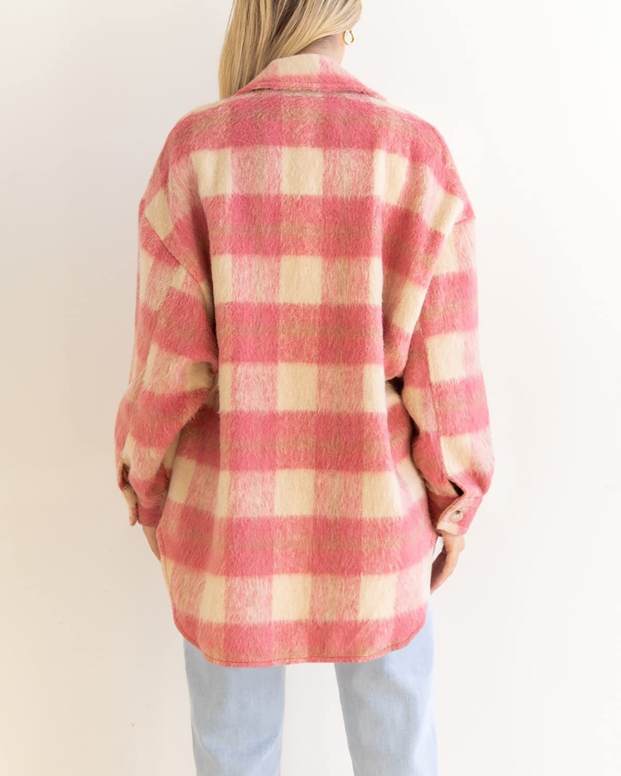 Winter Women Clothing Plaid Large Pocket Coarse Wool Coat - ALTARIA