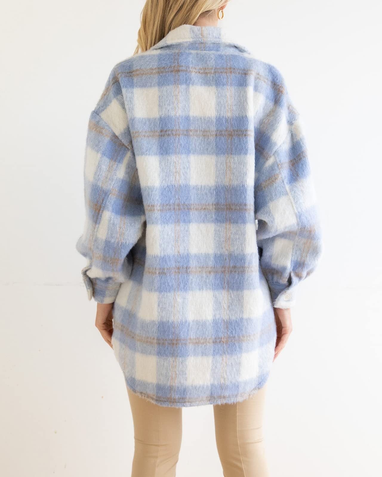 Winter Women Clothing Plaid Large Pocket Coarse Wool Coat - ALTARIA