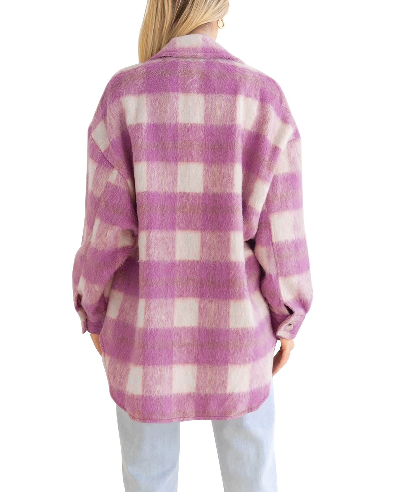 Winter Women Clothing Plaid Large Pocket Coarse Wool Coat - ALTARIA