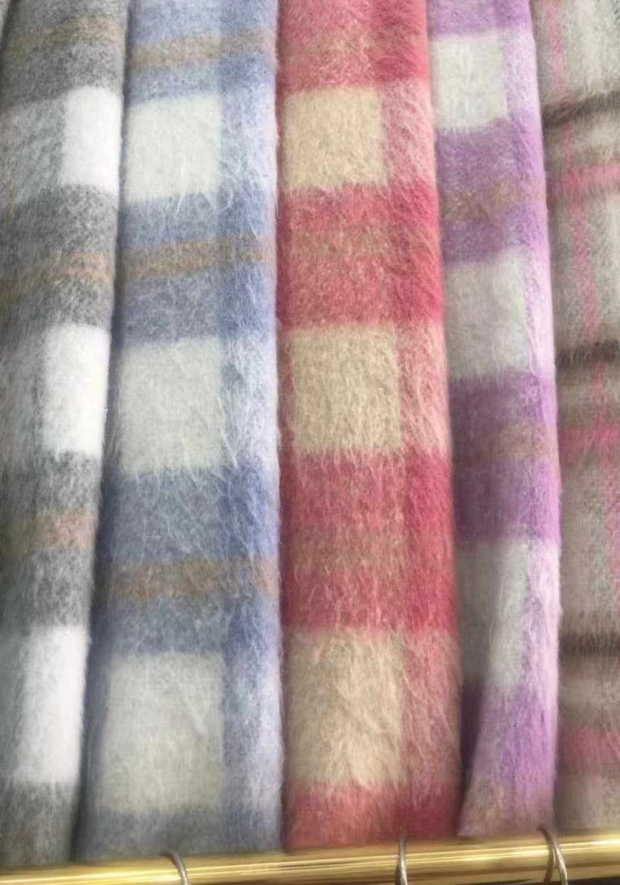 Winter Women Clothing Plaid Large Pocket Coarse Wool Coat - ALTARIA