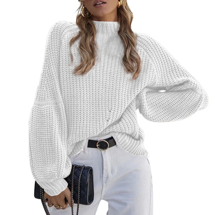 Autumn Winter Loose Knitwear Women Solid Color Turtleneck Sweater for Women - ALTARIA