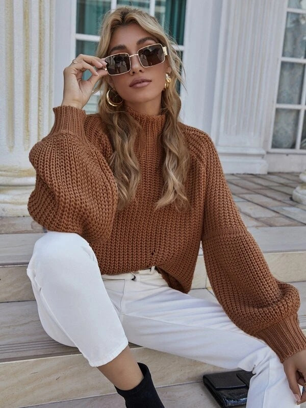 Autumn Winter Loose Knitwear Women Solid Color Turtleneck Sweater for Women - ALTARIA