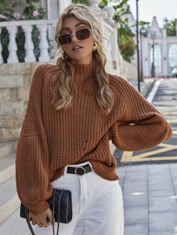 Autumn Winter Loose Knitwear Women Solid Color Turtleneck Sweater for Women - ALTARIA
