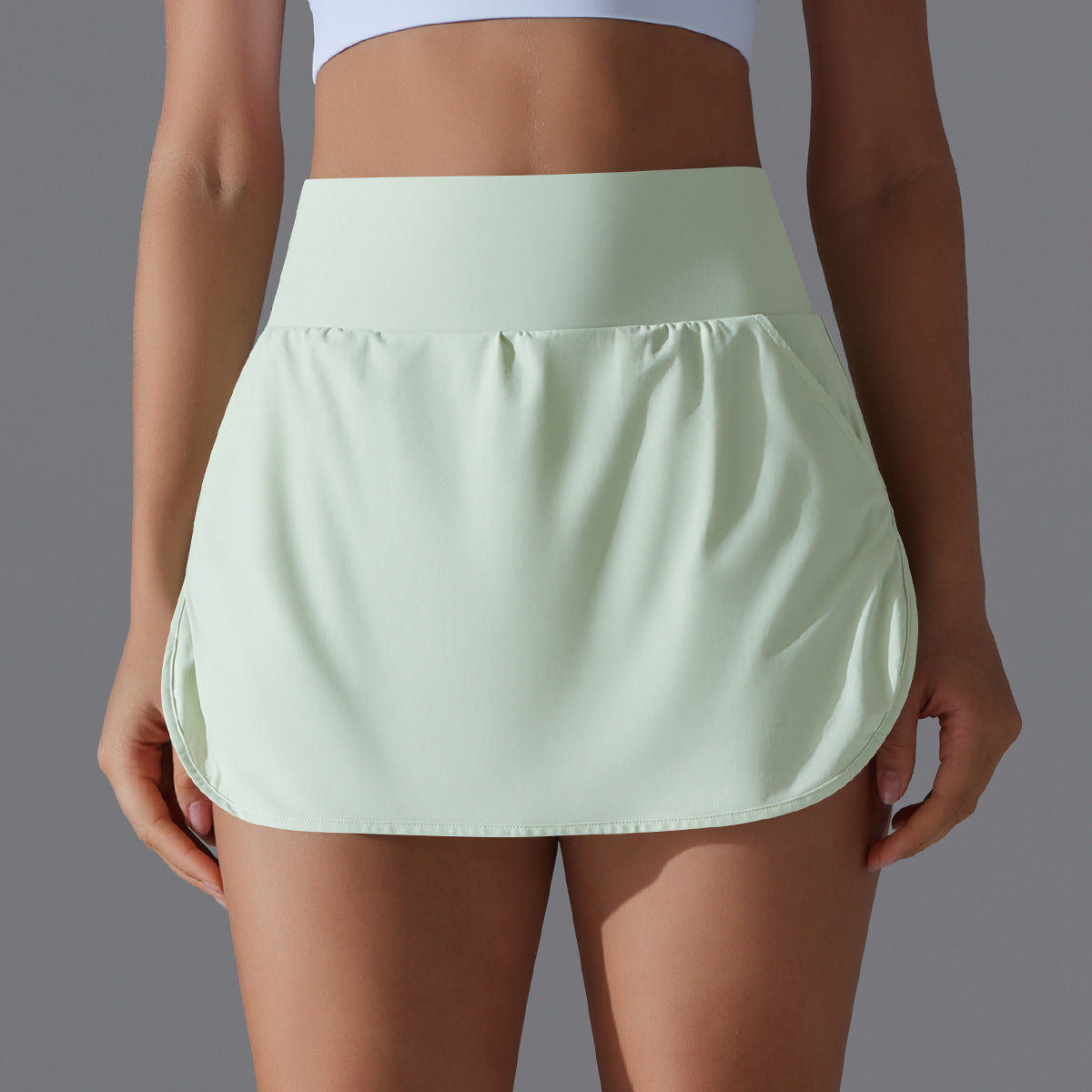 Cool Sunscreen Tennis Skirt Spring Summer High Waist Slimming False Two Piece Culottes Women Back Waist Pocket Sports Yoga Skirt - ALTARIA