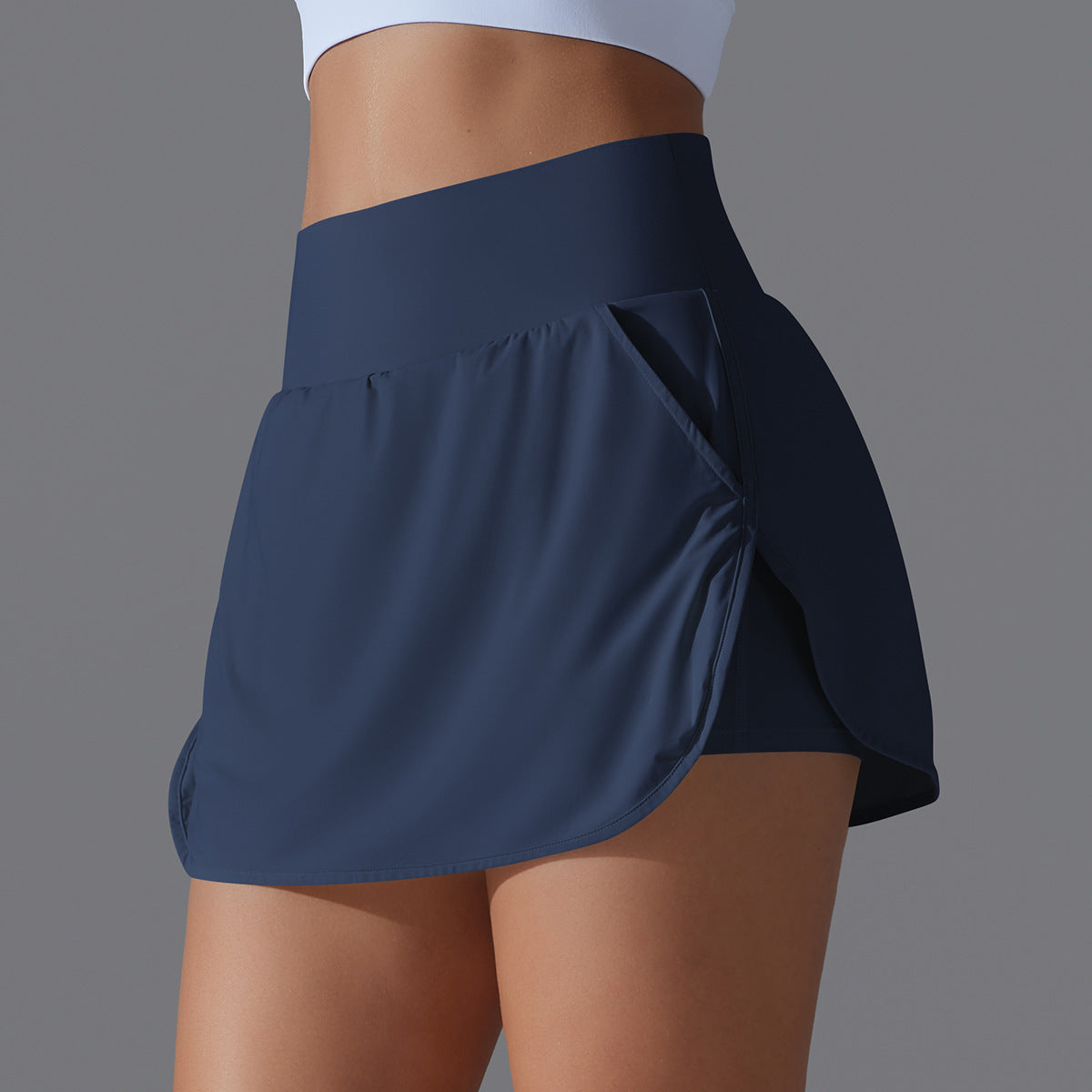 Cool Sunscreen Tennis Skirt Spring Summer High Waist Slimming False Two Piece Culottes Women Back Waist Pocket Sports Yoga Skirt - ALTARIA