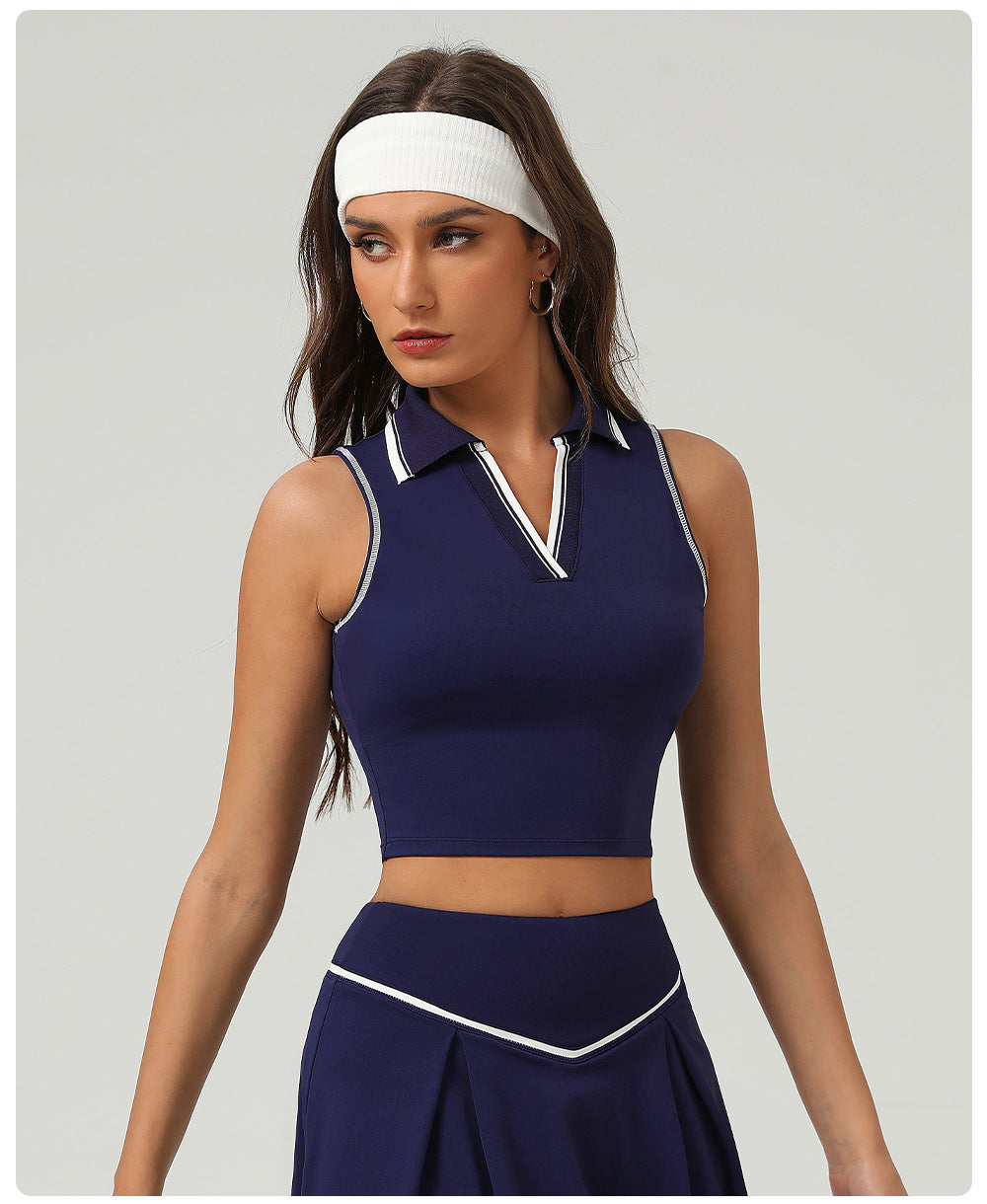 Summer Tennis Two Piece Sets Sports Vest Sweat Absorbent Breathable Badminton Vest Yoga Workout Clothes Vest Women - ALTARIA