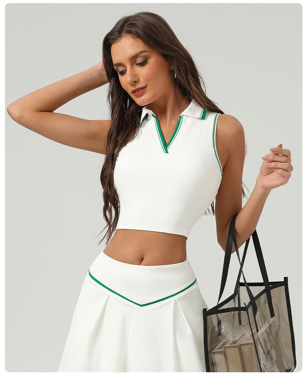 Summer Tennis Two Piece Sets Sports Vest Sweat Absorbent Breathable Badminton Vest Yoga Workout Clothes Vest Women - ALTARIA
