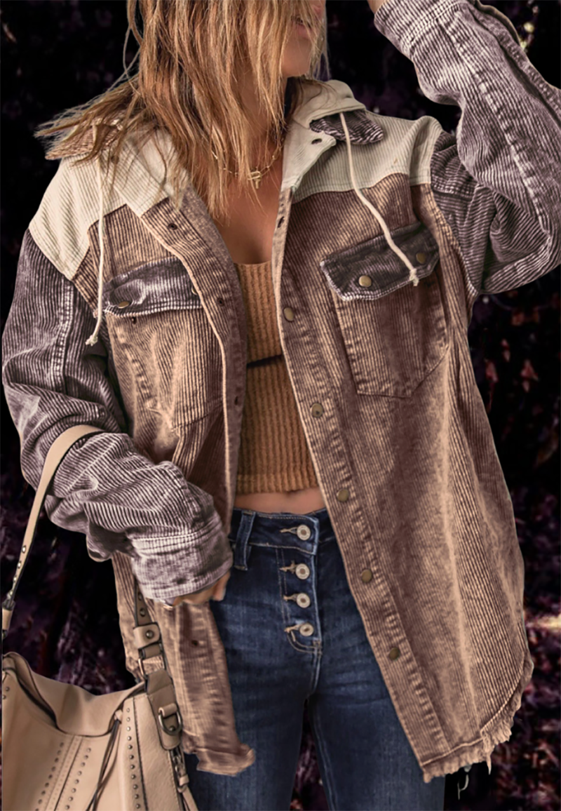 Autumn Coat Cotton Distressed Double Pocket Hooded Coat - ALTARIA